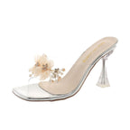 Damen transparente Sling-Sandalen mit floralen Akzenten R&B