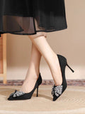 Damen Elegante High Heels mit glitzerndem Schleifen-Detail und spitzem Zehenbereich R&B