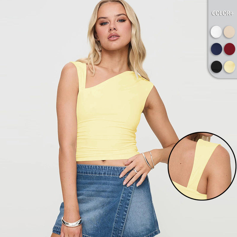 Damen Asymmetrisches Crop-Top aus weichem Jersey mit raffiniertem Schnitt R&B