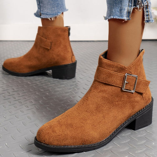 Damen Stiefeletten mit modischem Schnallen-Detail und komfortablem Blockabsatz R&B