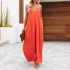Damen Maxikleid mit v-ausschnitt und fließendem Schnitt R&B