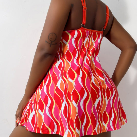 Damen Strandkleid mit modischem Wellenmuster R&B