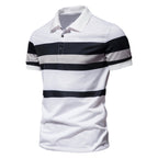 Herren Poloshirt mit modernem Streifenmuster und atmungsaktiver Baumwolle