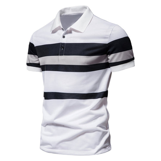 Herren Poloshirt mit modernem Streifenmuster und atmungsaktiver Baumwolle R&B