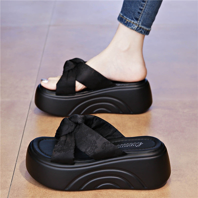 Damen Komfortable Plateau-Sandalen mit modischem Schleifen-Design R&B