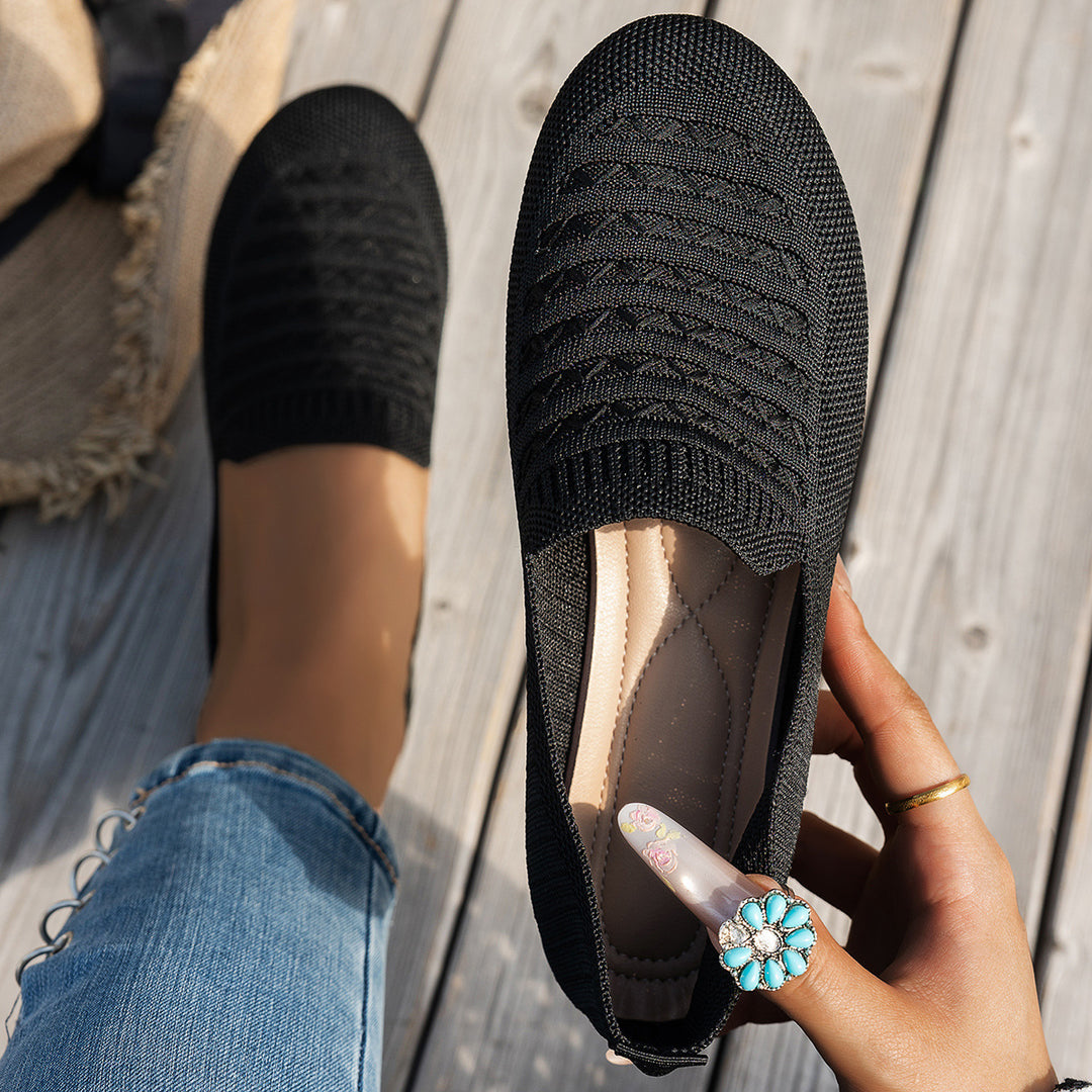 Damen komfortable Slipper mit innovativem Strickdesign R&B