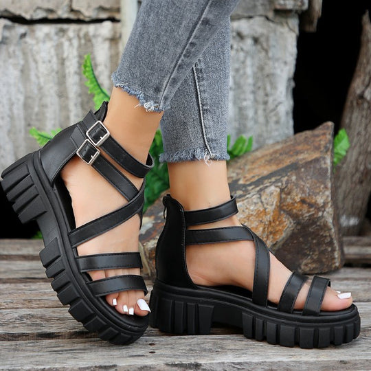 Damen Chunky Sandalen mit verstellbaren Riemen und rutschfester Sohle R&B
