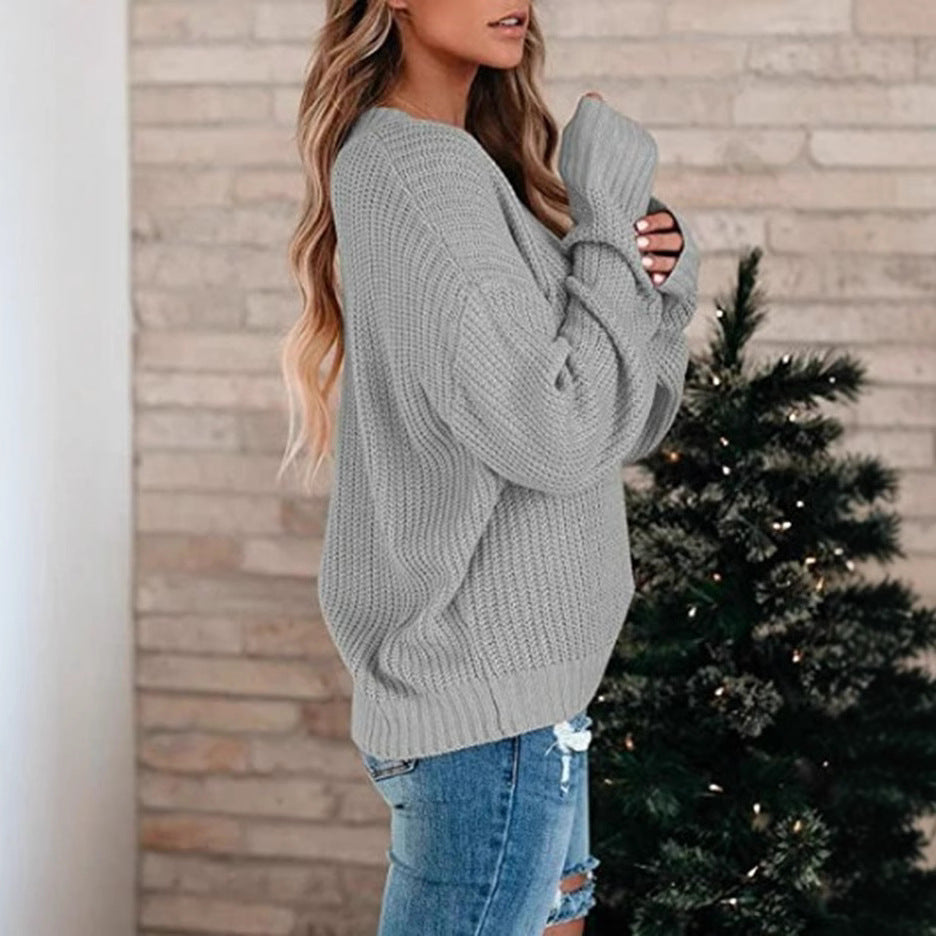 Damen Feinstrickpullover mit V-Ausschnitt und lässigem Schnitt R&B