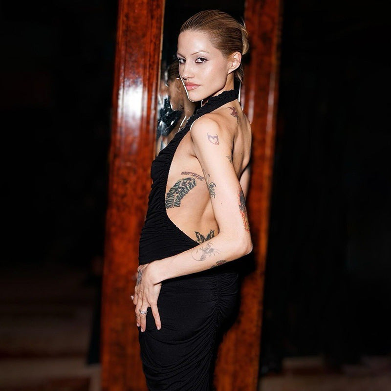 Damen Figurbetontes Maxikleid mit tiefem V-Ausschnitt und Raffungen R&B
