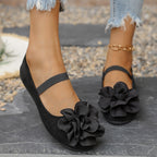 Damen Ballerinas mit floralem 3D-Blüten-Design und elastischem Riemen R&B