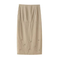 Damen eleganter Midirock mit floralen Applikationen R&B