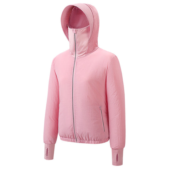 Damen nan leichte Kapuzenjacke mit elastischem Saum und Daumenlochärmeln R&B