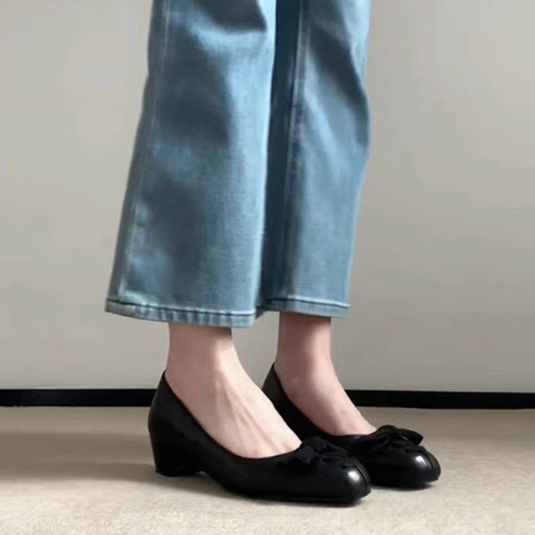 Damen elegante Ballerinas mit hochwertiger Schleifenapplikation R&B