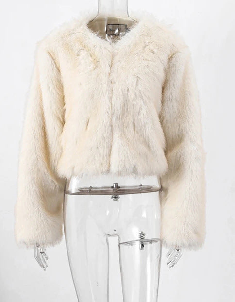 Damen Kuschelige und elegante Kunstfelljacke R&B