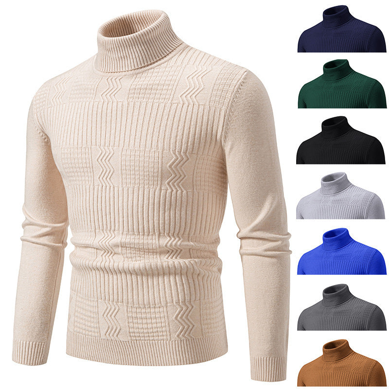 Herren eleganter Rollkragenpullover mit strukturiertem Design R&B