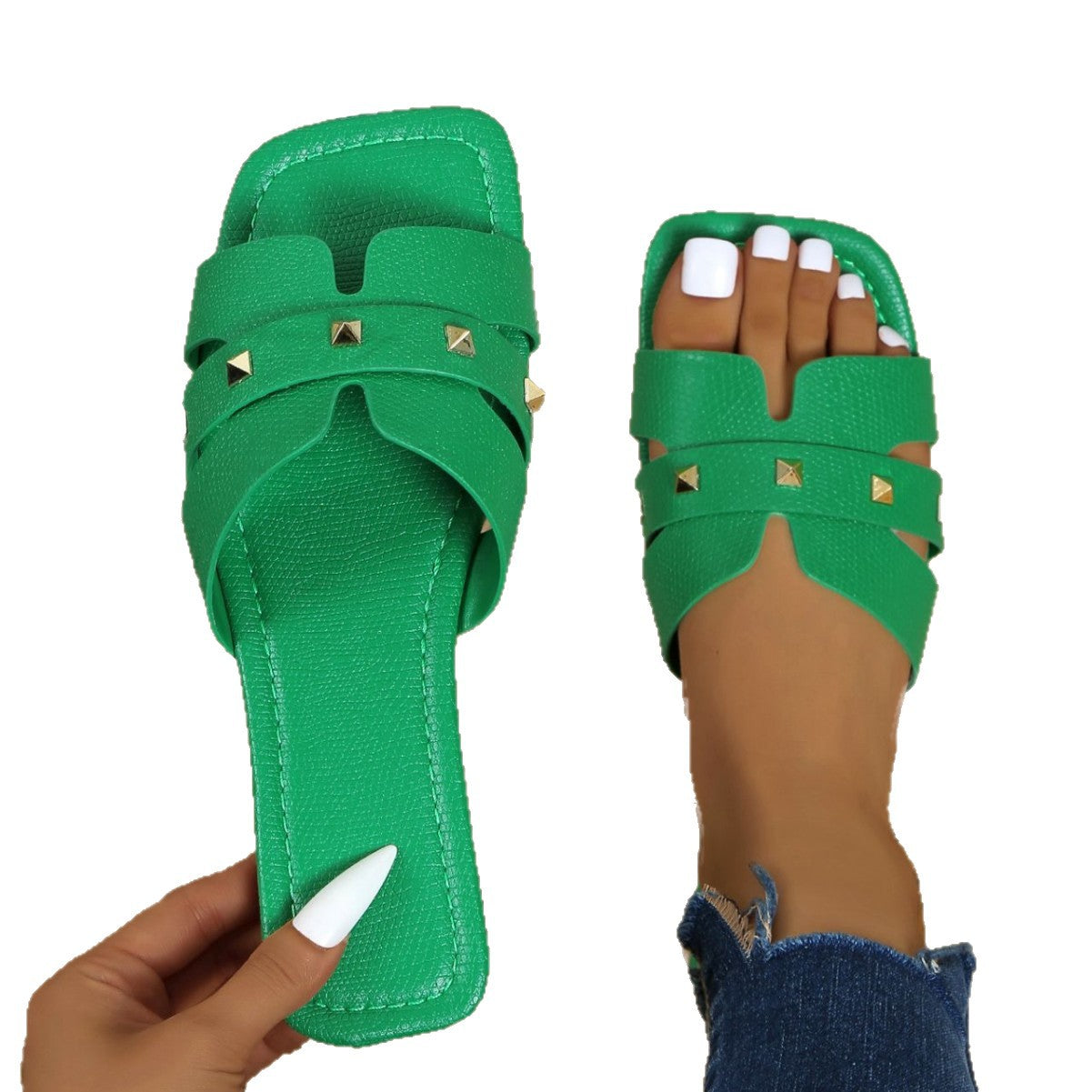 Damen Modische Riemensandalen mit dekorativen Nieten und komfortabler Sohle R&B