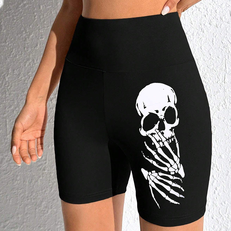 Damen Sportliche Radlerhose mit auffälligem Skelett-Print R&B