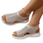 Damen atmungsaktive Badeschuhe mit rutschfester Sohle und elastischem Knöchelansatz R&B