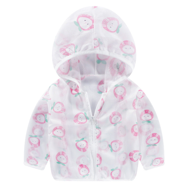 Unisex nan leichtgewicht atmungsaktive Kapuzenjacke für Babys und Kleinkinder mit Mesh-Sonnenschutz und Cartoon-Hasenmotiv R&B