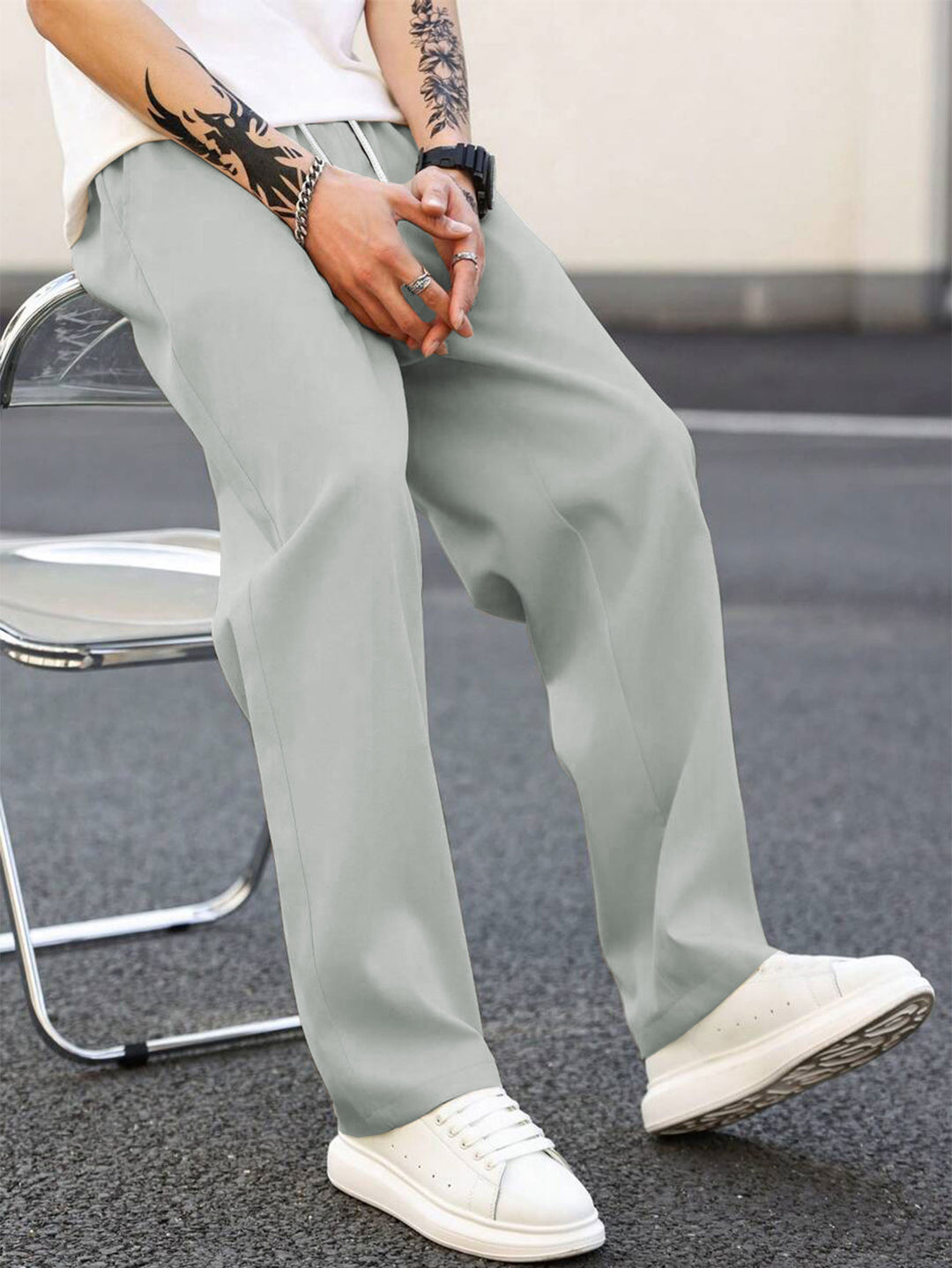 Herren modische Freizeithose mit weiter Passform und elastischem Bund R&B