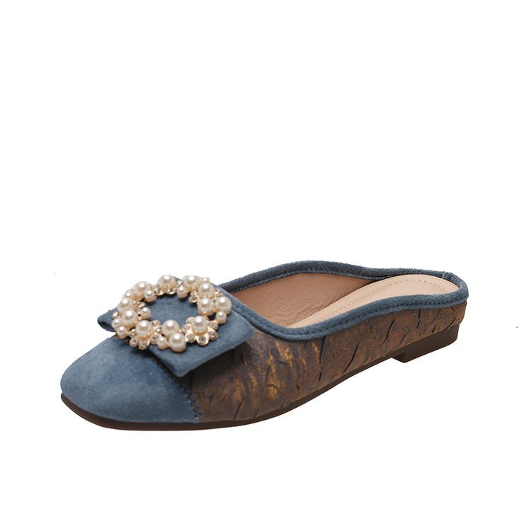 Damen Slipper mit eleganter Perlenschließe R&B