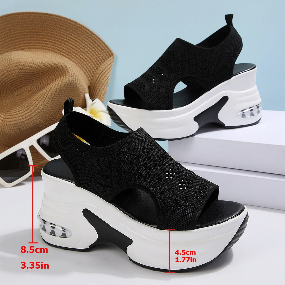 Damen Sneakersandaletten mit hohem Plateau und Netz-Obermaterial