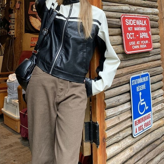 Damen stylische Sportjacke mit kontrastierenden Streifen und hochgeschlossenem Kragen R&B