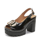 Damen Elegante Plateau-Sandaletten mit modischen Schnallen-Details