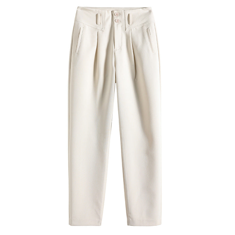 Damen Bundfalten Stoffhose mit schmalem Bein