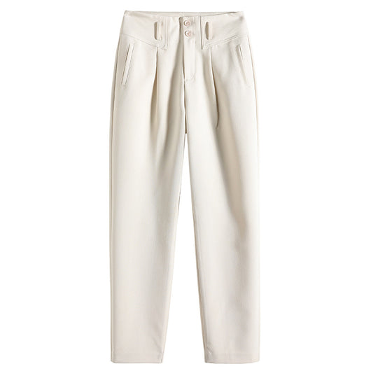 Damen Bundfalten Stoffhose mit schmalem Bein