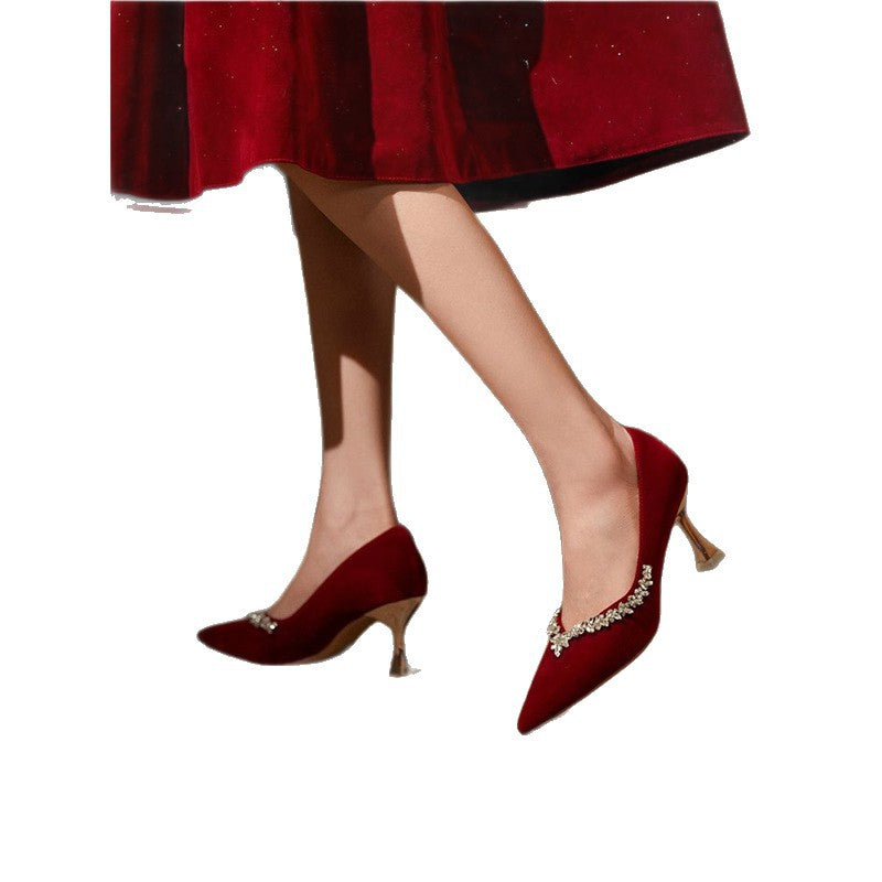 Damen elegante spitze Pumps mit funkelnden Strassakzenten R&B