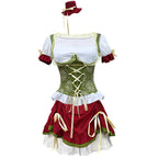 Damen nan kurzes Dirndl Trachtenkleid mit Schnürcorsage, Spitzenkragen und gerafftem Rock R&B