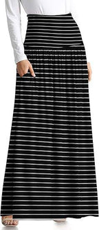Damen Maxi-Rock mit elastischem Bund und Taschen R&B