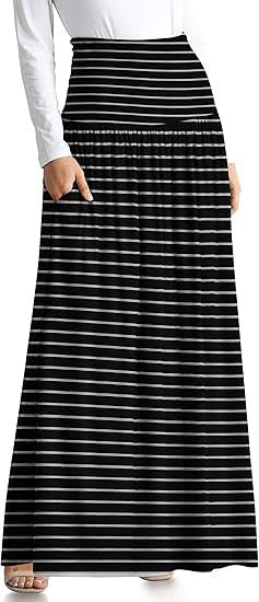 Damen Maxi-Rock mit elastischem Bund und Taschen R&B