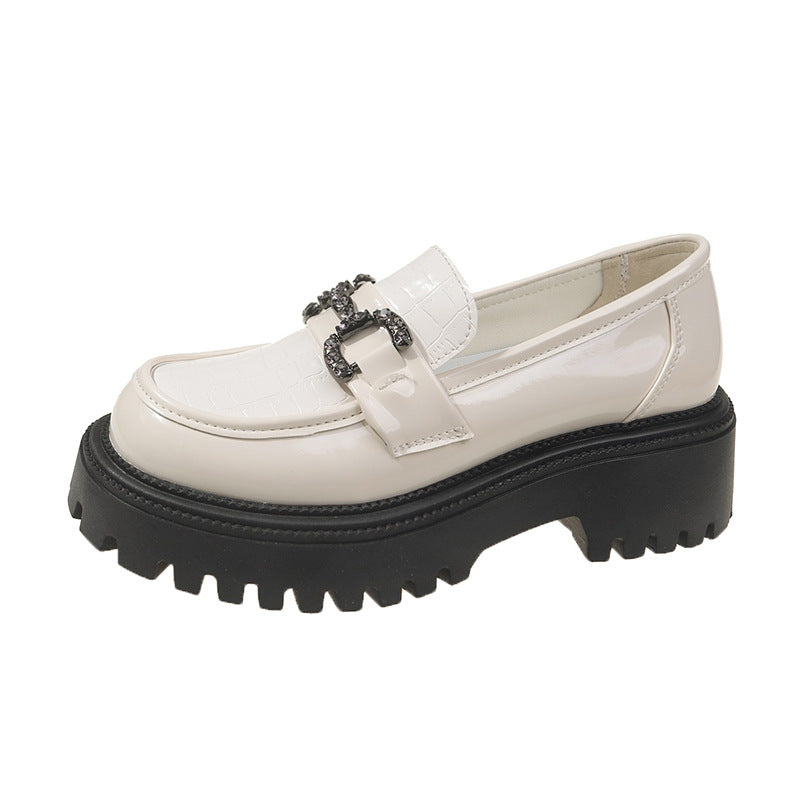 Damen Loafers mit modischer Krokodilprägung und dekorativem Schmuck-Riemen R&B