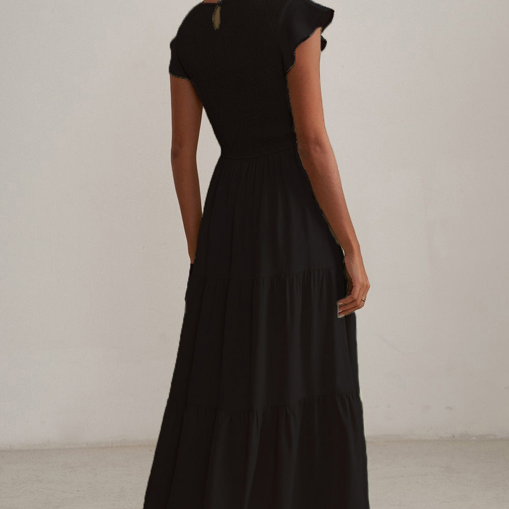 Damen Maxikleid mit voluminösen Rüschen und elastischem Rücken R&B