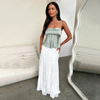 Damen Satin-Crop-Top mit verführerischem Rüschendetail R&B