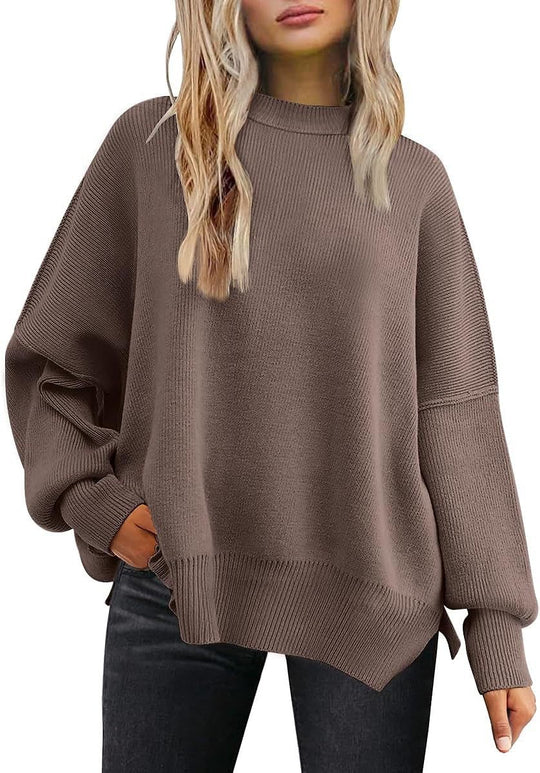 Damen Oversized Strickpullover mit breiten Ärmeln und strukturierter Oberfläche R&B