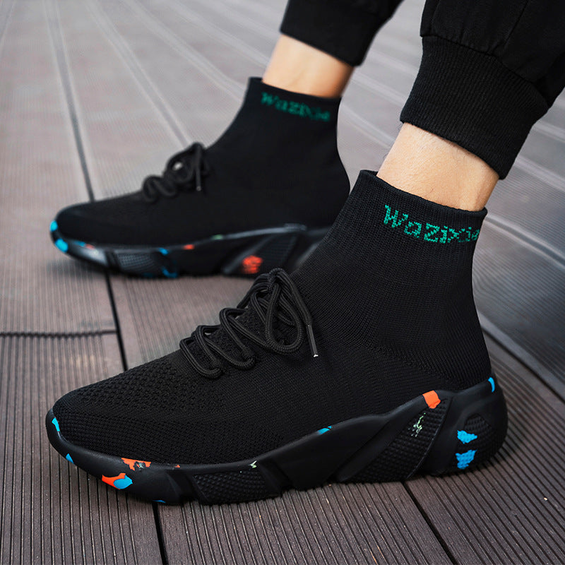 Damen Hochgeschnittene Sport Sneakers mit elastischem Strick-Obermaterial