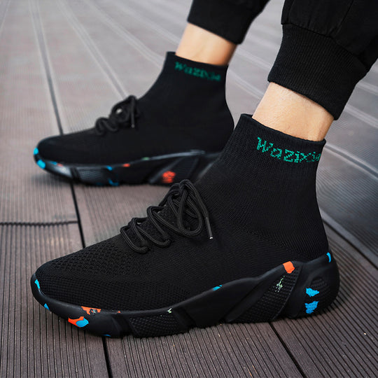 Damen Hochgeschnittene Sport Sneakers mit elastischem Strick-Obermaterial R&B