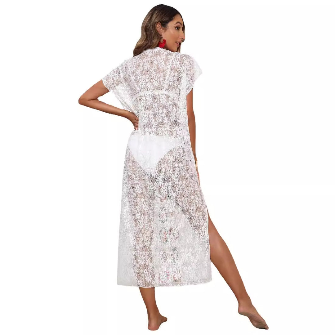 Damen Häkel-Kaftan mit fröhlichen Blumenmotiven R&B