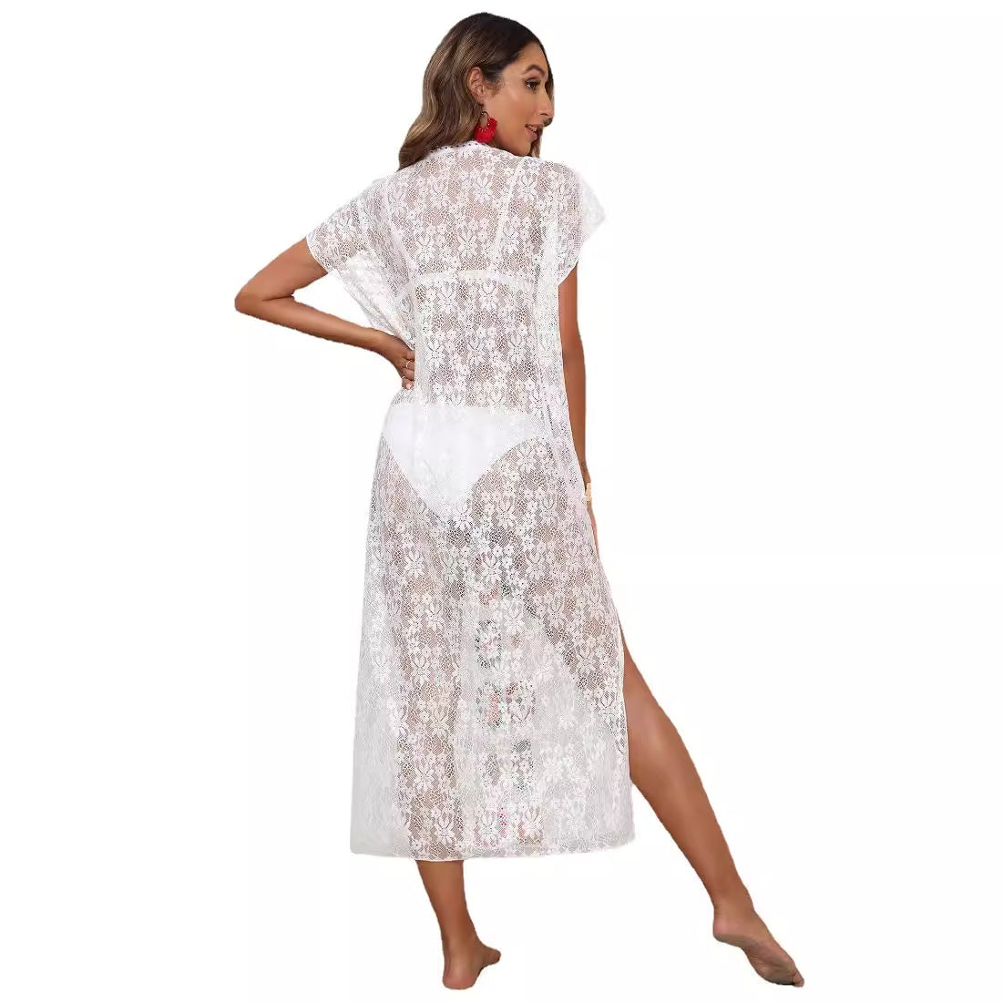 Damen Häkel-Kaftan mit fröhlichen Blumenmotiven R&B