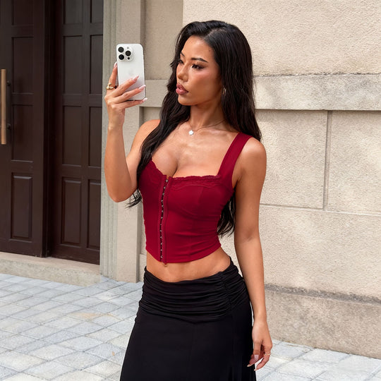 Damen Bustier-Oberteil mit Spitzenbesatz und taillierter Silhouette R&B