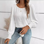 Damen luftige Bluse mit feinem Stickmuster R&B