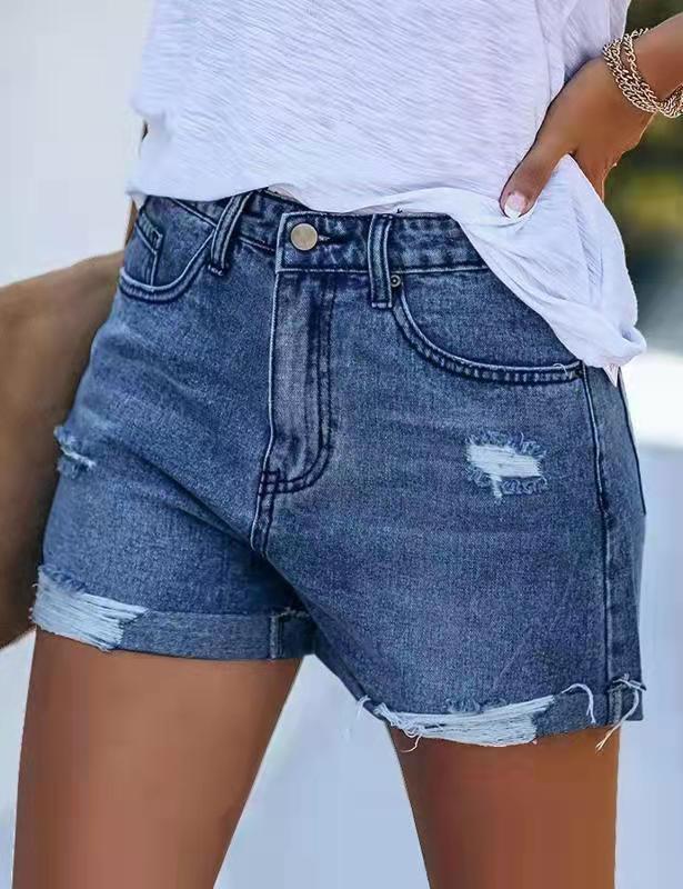 Damen Denim-Shorts im modischen Destroyed-Look mit lässigem Schnitt R&B