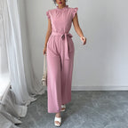 Damen Eleganter Jumpsuit mit Rüschendetails und Rückenausschnitt R&B