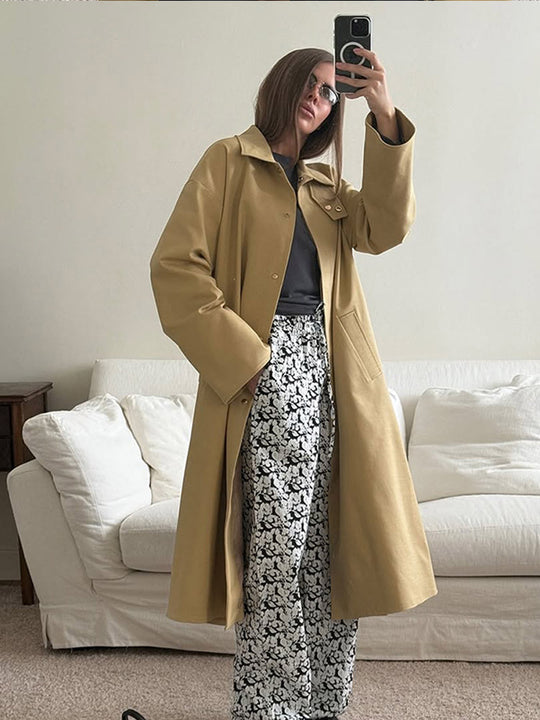 Damen Oversized Trenchcoat mit praktischem Knopfverschluss R&B