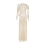 Damen Maxikleid mit innovativer Drapierung und elegantem Stoff R&B