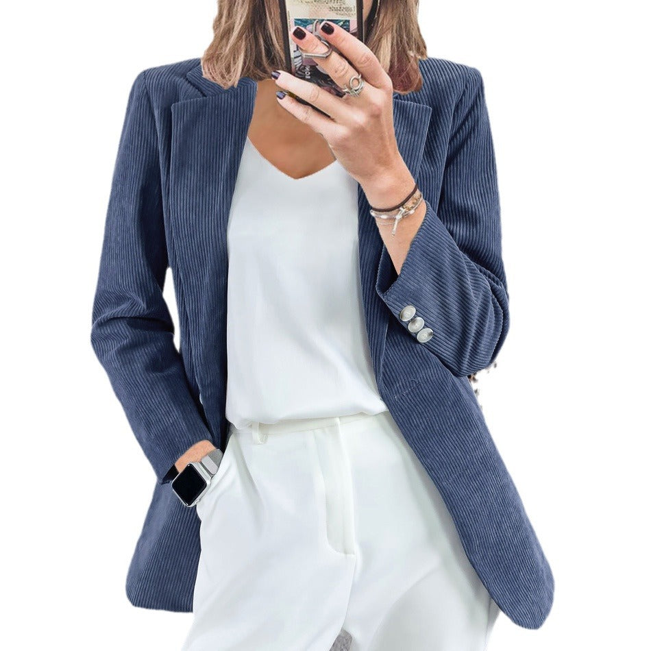 Damen elegante Blazerjacke mit Streifenmuster und modernem Schnitt R&B