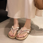 Damen Strand-Sandalen mit flauschigem Riemendesign und komfortabler Innensohle EB